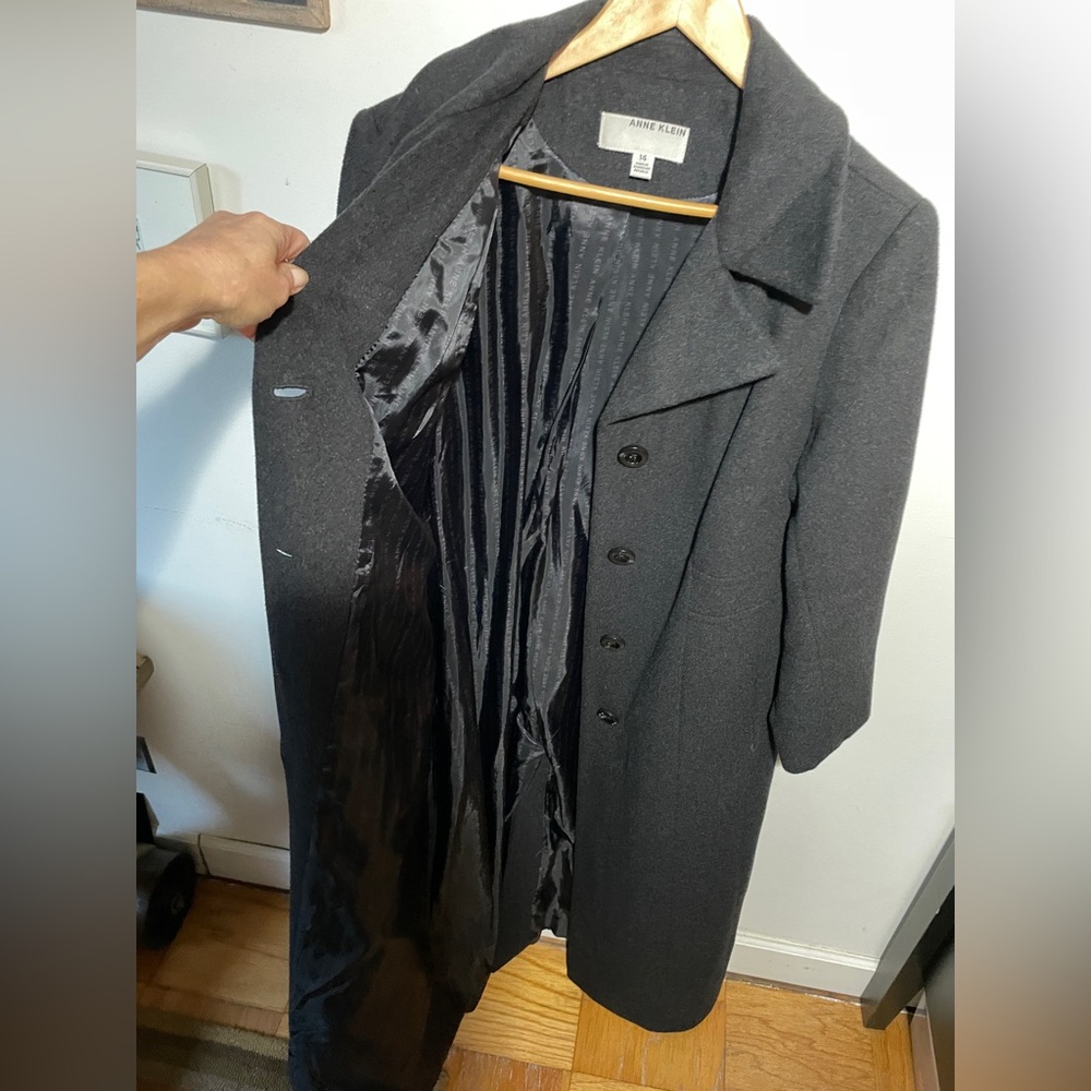 Anne Klein Gray Single-Breasted heavyweight cashmere blend Maxi Coat, 14, EUC - Picture 5 of 16